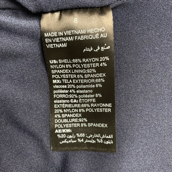 White House Black Market Sleeveless Navy Blue Pinstripe Bodice Top, size 8 - Picture 5 of 6